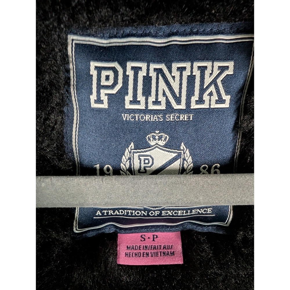 PINK Victoria's Secret Hoodie S Neon Green Sherpa Lined Sequin Logo Zip - Picture 4 of 13
